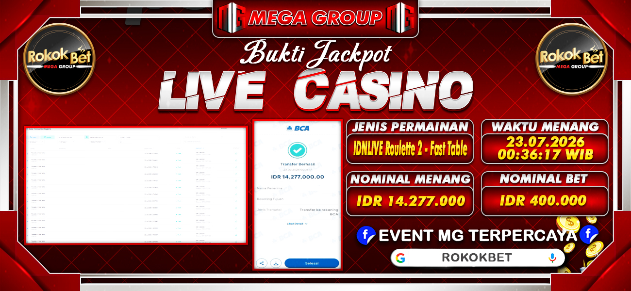 Bukti JP situs Rokokbet hari Kamis, 23 Juli 2026