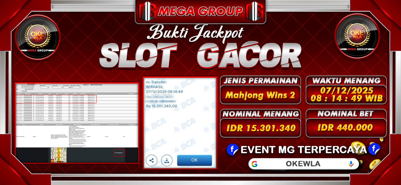 Bukti JP situs Okewla hari Minggu, 07 Desember 2025