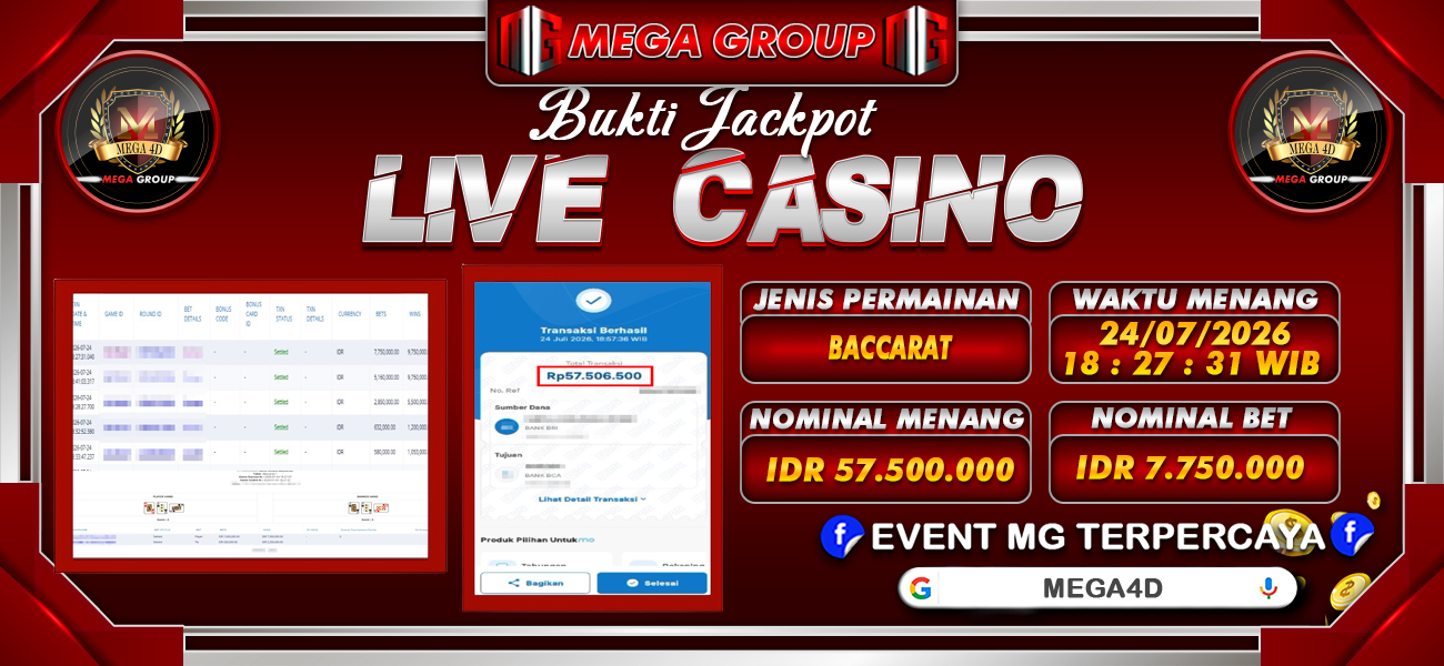 Bukti JP situs Mega4D hari Jumat, 24 Juli 2026